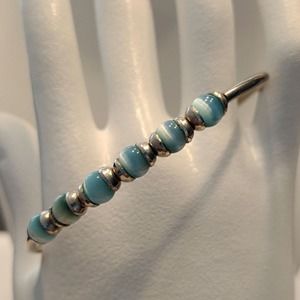 VERY CUTE STERLING SILVER BRACELET WITH GLASS BEADS